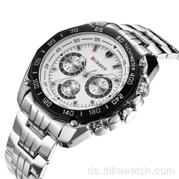 2021 CURREN 8077 Top Luxusmarke Sport Armbanduhren Männer Leuchtende Quarzuhr Casual Chronograph Edelstahl Männliche Uhren